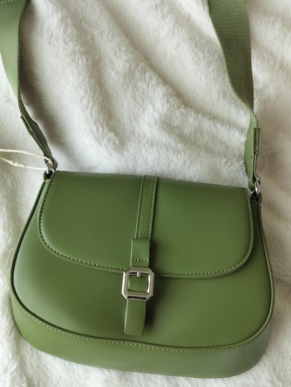 Madison West Green Crossbody Shoulder Bag - Minimal Buckle Design